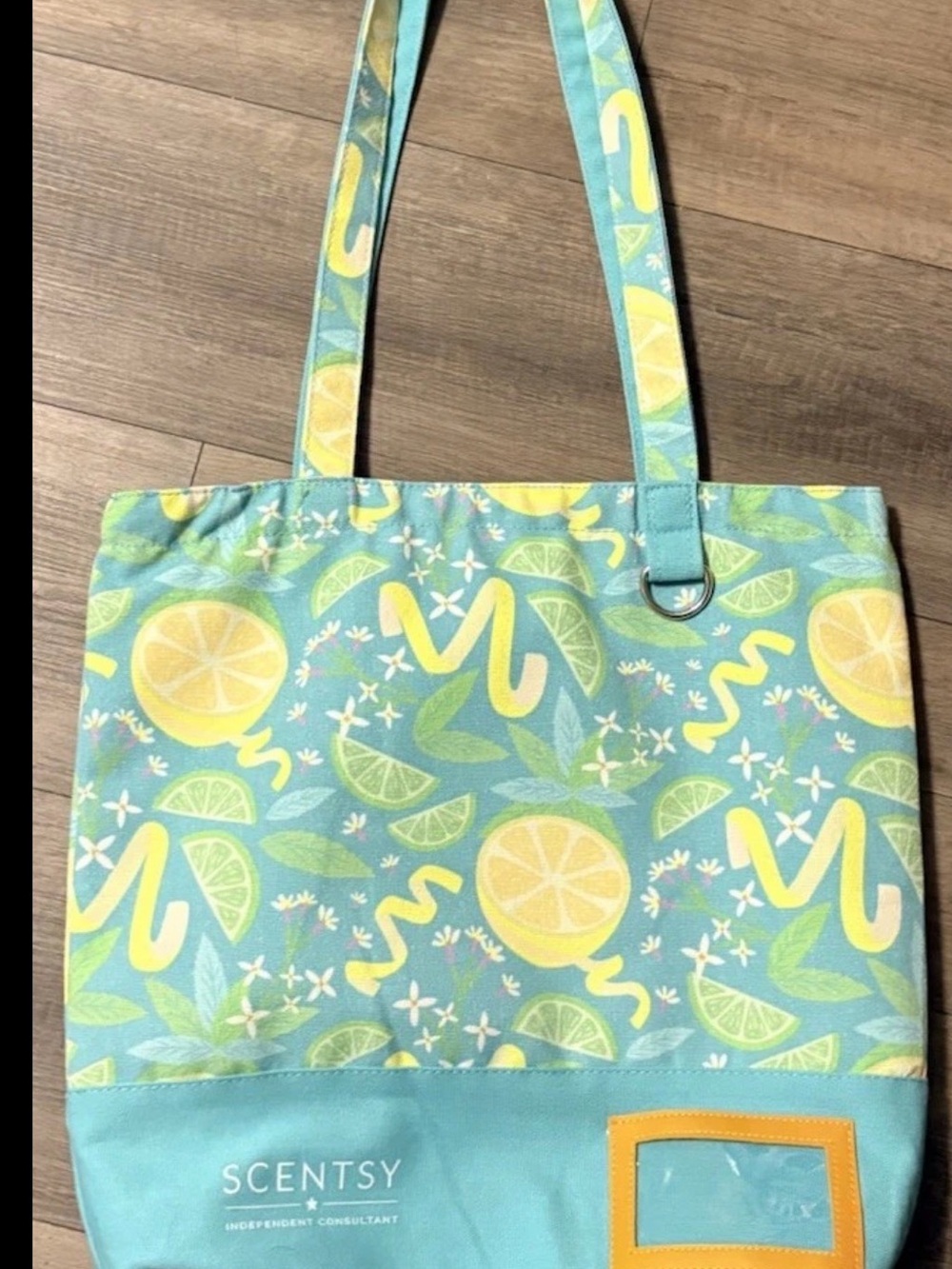 Scentsy Aqua and Yellow Citrus Print Tote